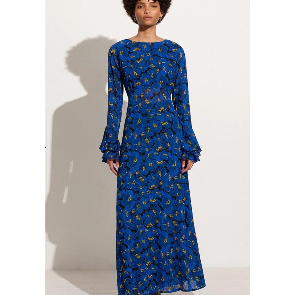 NWT Faithfull The Brand La Joya El Limon Floral Blue Maxi Dress Sz US 6